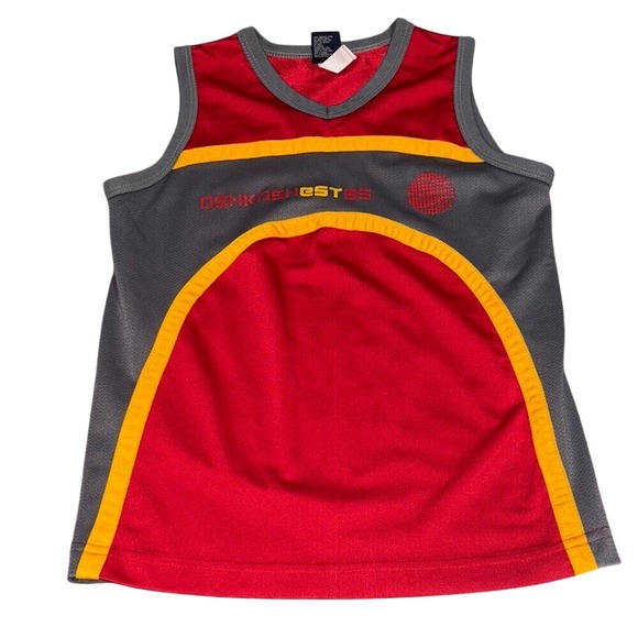 OshKosh B'gosh Other - OshKosh Boys Red Grey Yellow Athletic Mesh Tank Top Jersey Size 6 2645380